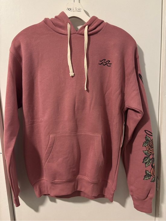Billabong Tops - Billabong Rose Pink Crewneck Hoodie with Sleeve Floral Graphic